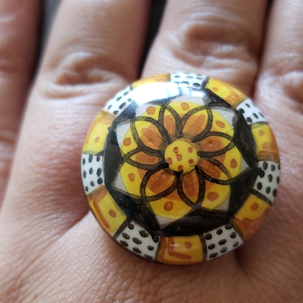Unique Ceramic Hand Painted Ring - image 5